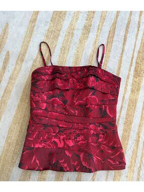 WHITE HOUSE BLACK MARKET Red Corset Style Tank Top Size 0